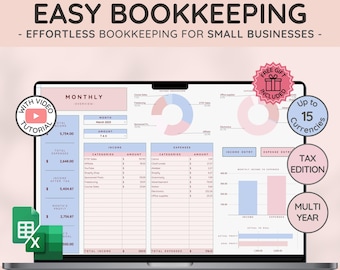 Bookkeeping Template Small Business Spreadsheet | Excel Bookkeeping | Profit and loss | Accounting Spreadsheet