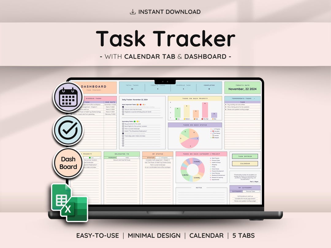 Task List Metrics Task Management Spreadsheet Google Sheets Daily Checklist Weekly ...