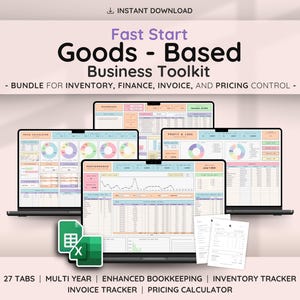 Fast Start Goods-Based Business Toolkit | Enhanced Bookkeeping, Inventory, Invoice & Pricing Control | Small Business Template Bundle