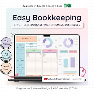 Buchhaltung Vorlage für Small Business Easy Income Tracker | Ausgaben-Tracker | Buchhaltungs-Spreadsheet für Google Sheets