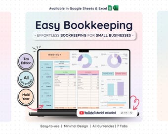 Plantilla de contabilidad para pequeñas empresas: Rastreador de ingresos y gastos fácil de usar / Hoja de cálculo de contabilidad para Google Sheets