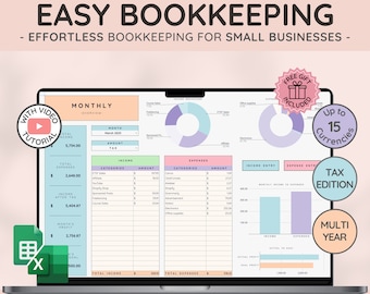 Bookkeeping Template for Small Business Easy Income Tracker | Expense Tracker | Accounting Spreadsheet for Google Sheets