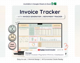 Invoice Generator Tracker Google Sheets Excel Payment Manager Client Billing Dashboard Small Business Spreadsheet Receipt Template