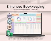 Profit and Loss Easy Bookkeeping Template & Business Spreadsheet with Income and Expense Tracker | Tax Planner and Client Tracker