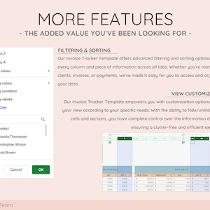 Explore our Invoice Tracker template with robust sorting and filtering options for efficient data management. Plus, easily hide/unhide cells to tailor your view for a clutter-free, personalized experience.