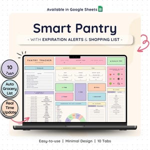 Pantry Tracker Google Sheets – Inventory Manager Grocery List Spreadsheet (Rainbow)