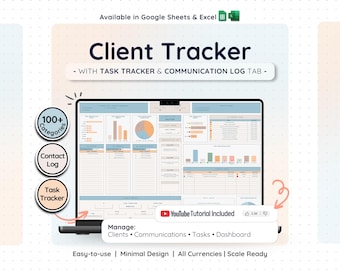 Client & Task Tracker Small Business Spreadsheet Template for Client Management w/ Task Tracker and Communication Log for Google Sheets