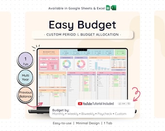 Budget Planner Google Sheets Template | Weekly, Biweekly, Monthly, Paycheck Budget | Expense Tracker Financial Spreadsheet