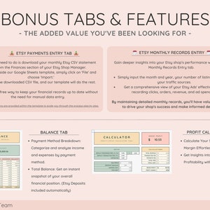 Bonus Tabs - Discover Extra Features for Better Financial Management. Explore Bonus Tools to Maximize Your Etsy Shop's Success.