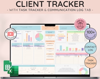 Client Tracker & Management for Small Businesses | CRM Tracker w/ Task Tracker and Communication Log for Customer and Lead Management