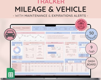 Vehicle & Mileage Tracker Log with Expenses, Fuel, Maintenance Tracker, and Mileage Calculator | Business Spreadsheet for Google Sheets