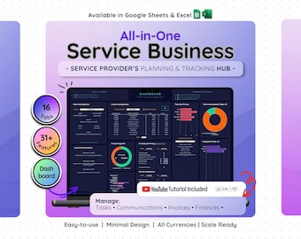 Bookkeeping Dashboard Google Sheets Excel Small Business Expense Income Tracker Invoice CRM Task Manager Budget Financial Planner