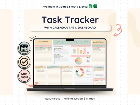 To Do List Task Tracker Google Sheets Daily Weekly Monthly Planner Productivity Tool Checklist Template Project Management Digital