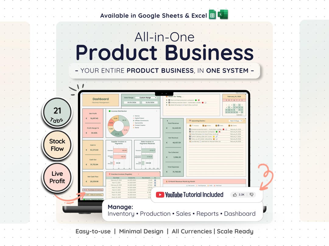 Small Business Management Spreadsheet Google Sheets Excel Inventory ...