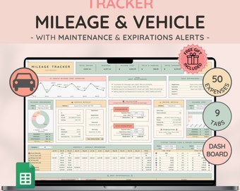 Vehicle & Mileage Tracker Log with Expenses, Fuel, Maintenance Tracker, and Mileage Calculator | Business Spreadsheet for Google Sheets
