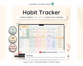 Daily Habit Tracker Google Sheets Weekly Goal Planner Monthly Routine Template Productivity Dashboard Digital Time Management Planner