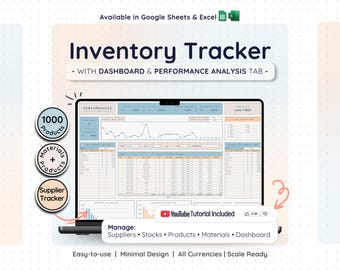 Small Business Inventory Management Tracker Google Sheets Excel Product Materials Stock Supplier Template Etsy Seller Reseller Order