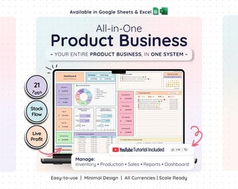 All-in-One Product Business Template Google Sheets & Excel – Complete Inventory Sales Management System (Rainbow)