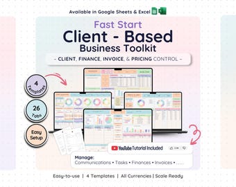 Client Business Starter Kit Google Spreadsheets Excel Boekhouding Factuur CRM Tracker Prijscalculator Small Business Sjabloonbundel
