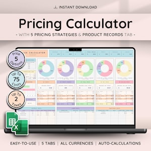 Price & Profit Calculator for Small Businesses with 5 Pricing Strategies and up to 2 Taxes | Price Guide | Price List Spreadsheet Template