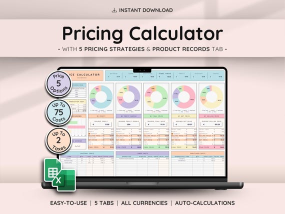 Price & Profit Calculator for Small Businesses with 5 Pricing Strategies and up to 2 Taxes | Price Guide | Price List Spreadsheet Template