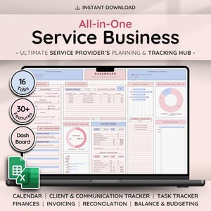 Freelancer Business Planner Google Sheets Excel CRM Client Tracker Invoice Bookkeeping Task Manager Expense Budget Dashboard Template