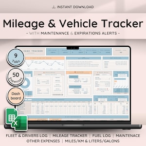 Vehicle & Mileage Tracker Log with Expenses, Fuel, Maintenance Tracker, and Mileage Calculator | Business Spreadsheet for Google Sheets