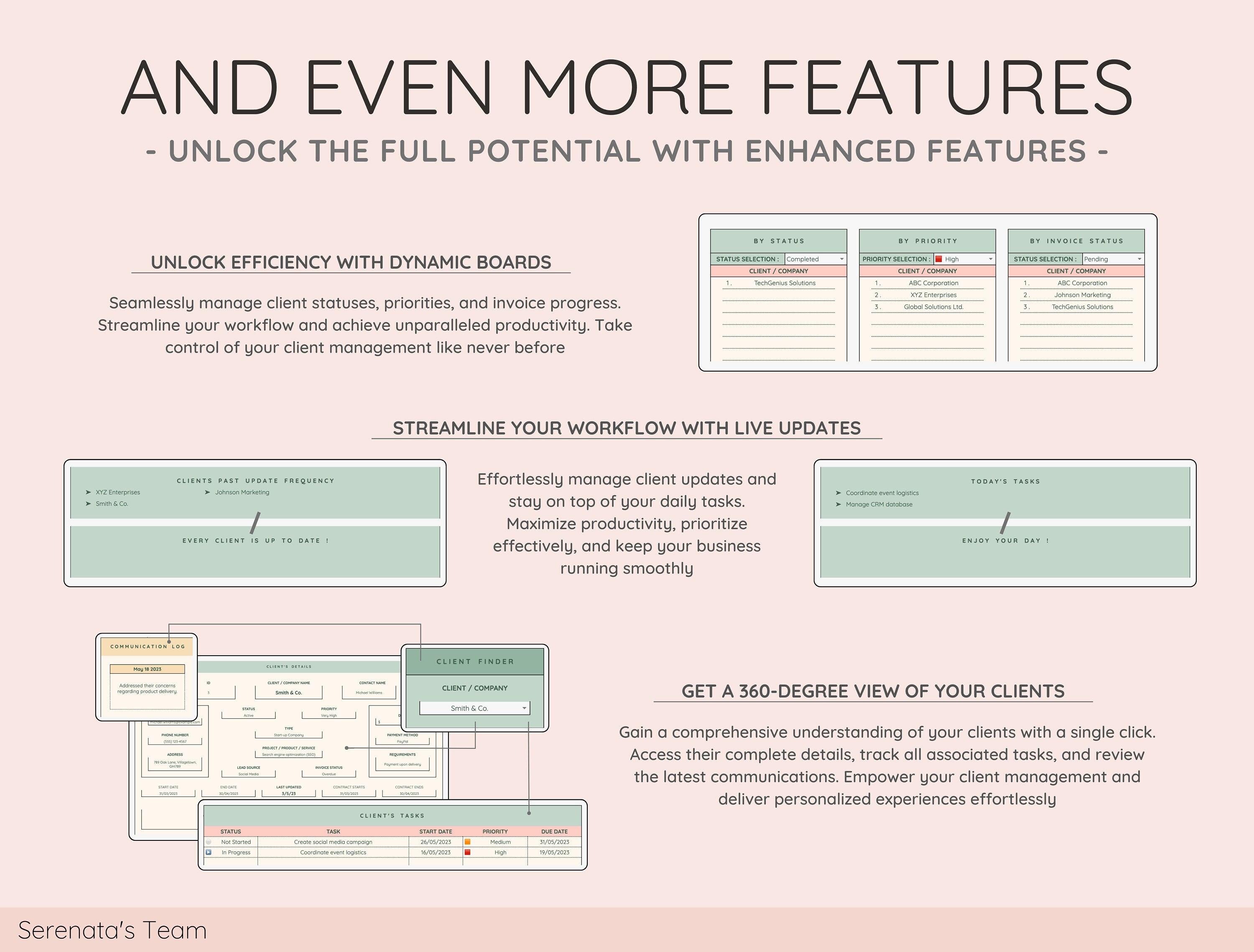 Client Tracker & Management Spreadsheet for Small Businesses W/ Task ...