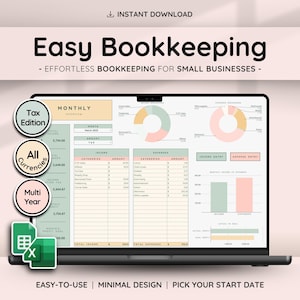 Small Business Bookkeeping Template: Easy Income and Expense Tracking | Tax Planning | Profit Calculation Spreadsheet