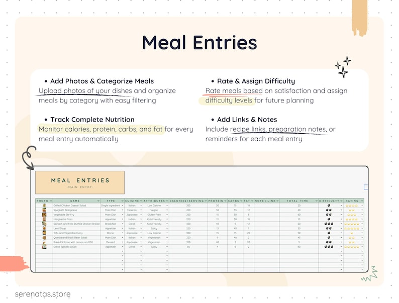 Meal Prep Planner Google Sheets Weekly Menu Template Grocery List ...
