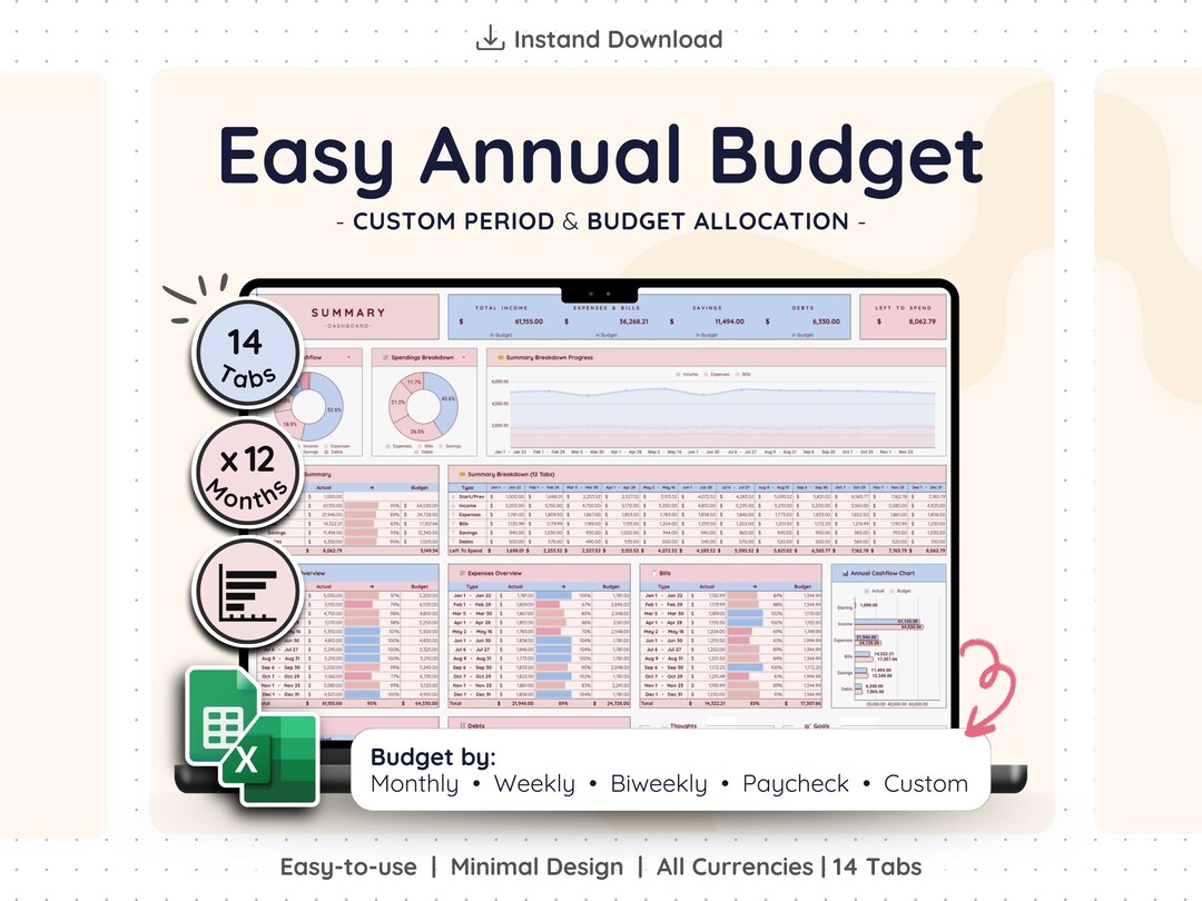 12 Month Budget Spreadsheet Google Sheets Personal Finance Tracker ...