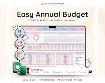 12 Month Budget Spreadsheet Google Sheets Personal Finance Tracker Annual Yearly Expense Planner Household Family Financial Template