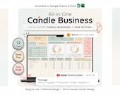 Handmade Candle Business Spreadsheet Google Sheets Excel Candle Maker Inventory Production Cost Calculator Bookkeeping Small Business