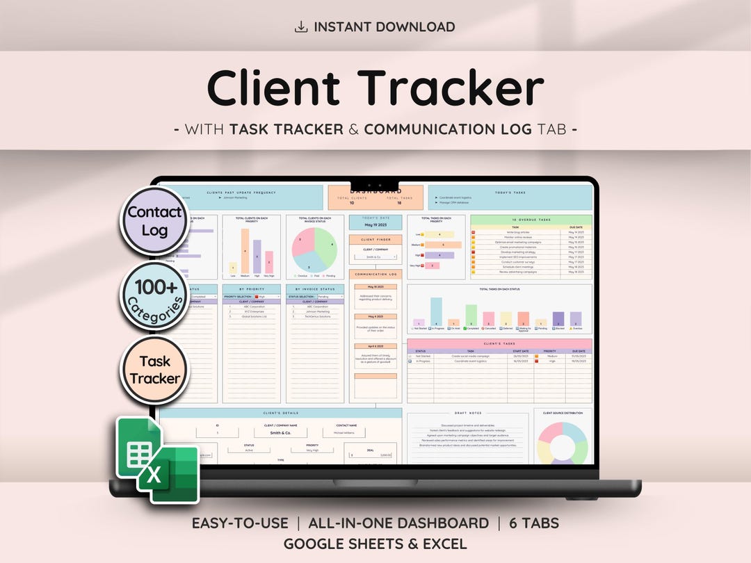 Client Tracker & Management for Small Businesses | CRM Tracker W/ Task ...