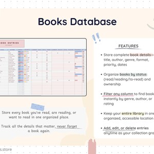 Book Tracker for Google Sheets & Excel – Reading Journal Log ...