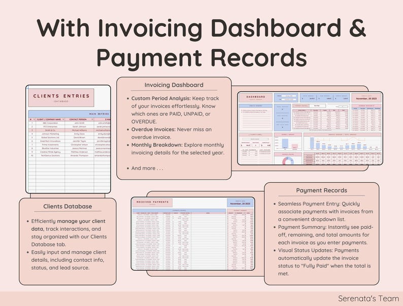 Service Business Template Bundle Google Sheets Excel Client Tracker CRM ...