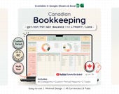 Canadian Bookkeeping Spreadsheet Template for Small Businesses | Profit and Loss | Income & Expense Tracker | Budget Spreadsheet