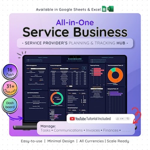 Bookkeeping Dashboard Google Sheets Excel Small Business Expense Income Tracker Invoice CRM Task Manager Budget Financial Planner