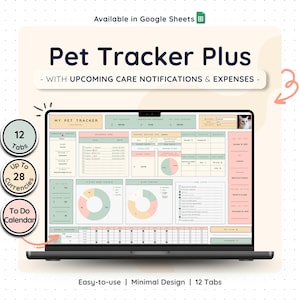 Hond Kat Dierenverzorging Planner Google Spreadsheets Gezondheid huisdier Logboek Dierenarts Afspraak Tracker Medicatieschema Vaccinatieverslagsjabloon Journaal