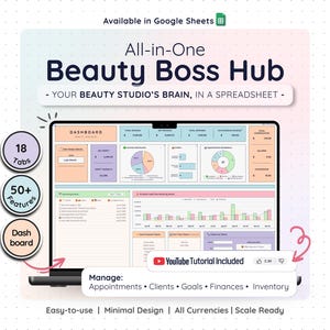 Beauty Salon Business Template Google Sheets Client Tracker Appointment Scheduler Inventory Bookkeeping Invoice Profit Loss Dashboard