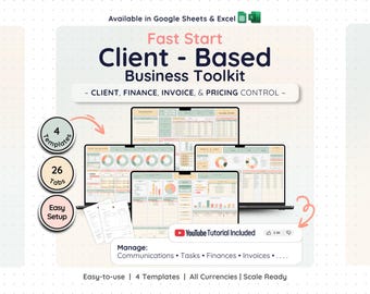 Freelancer Business Bundle Google Sheets Excel Client Management Invoice Bookkeeping Pricing Template Small Business CRM Spreadsheet