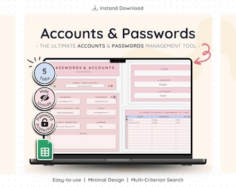 Password Manager for Google Sheets – Secure Password Tracker Spreadsheet | Pinky Color