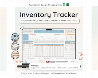 Small Business Inventory Management Tracker Google Sheets Excel Product Materials Stock Supplier Template Etsy Seller Reseller Order