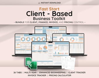 Fast Start Client-Based Business Toolkit | Bookkeeping, Invoice, Pricing & Client Tracker Templates | Small Business Tools