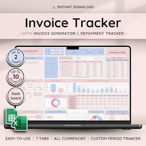 Invoice Tracker & Payment Manager with Invoice Generator | Invoice, Client Payments and Dashboard | Small Business Spreadsheet Template