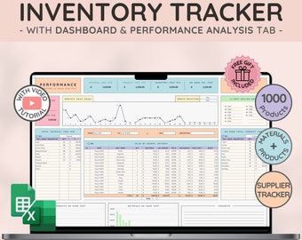 Voorraadbeheer en tracker voor voorraadsjabloon voor materialen en producten | Spreadsheetsjabloon voor kleine bedrijven met ordertracker