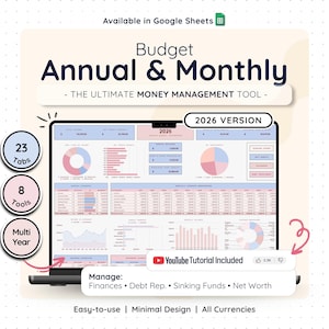 Personal Finance Budget Planner Google Sheets Annual Monthly Savings Tracker Debt Snowball Paycheck Expense Income Family Spreadsheet