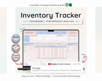Inventory Tracker Spreadsheet Google Sheets Excel Stock Management Template Product Materials Small Business Warehouse Organizer