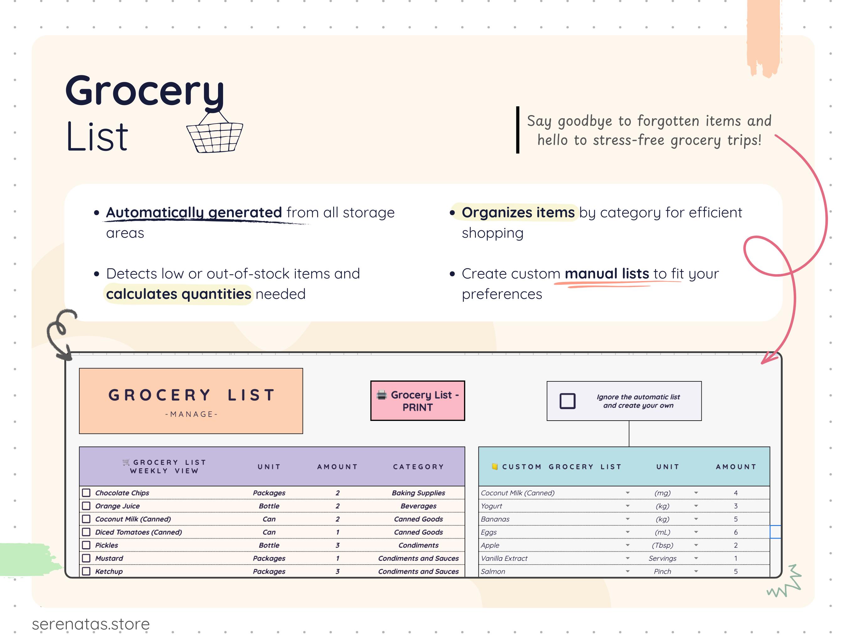Pantry Tracker Google Sheets – Inventory Manager Grocery List ...