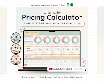 Pricing Strategy Calculator Google Sheets Excel Small Business Profit Margin Template Product Price Guide Cost Analysis Spreadsheet